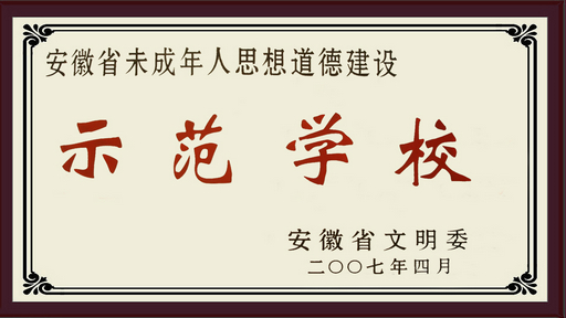 安徽省“未成年人思想道德建设示范校”