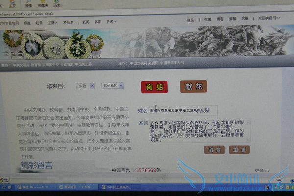 淮南市寿县安丰高中网上祭英烈 (2)